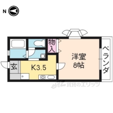 【京都市北区鷹峯光悦町のアパートの間取り】