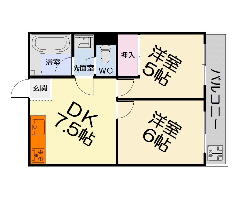 泉大津市戎町のマンションの間取り