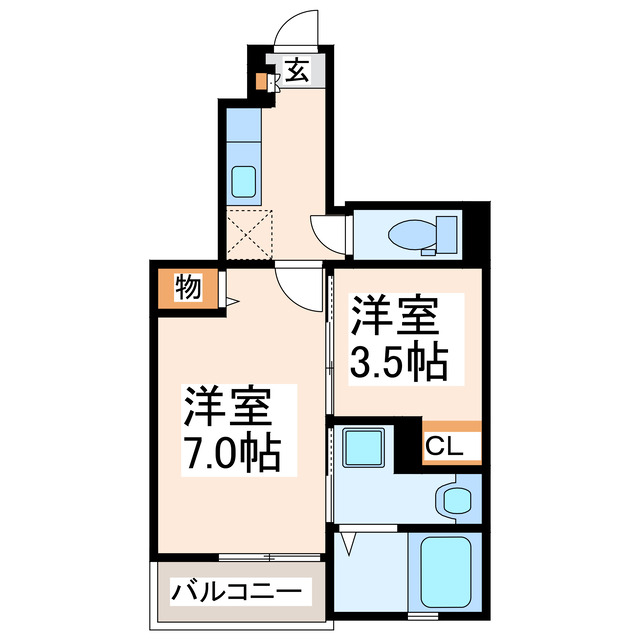 熊本県熊本市中央区保田窪１（アパート）の賃貸物件の間取り