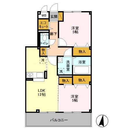 松戸市高塚新田のアパートの間取り