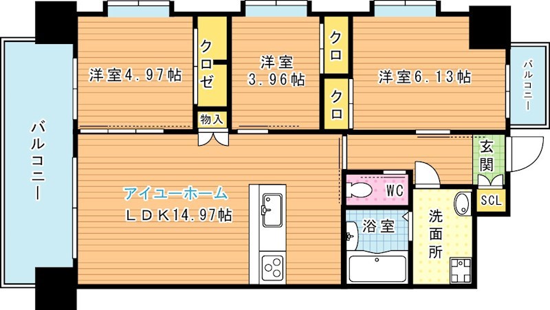 北九州市若松区二島のマンションの間取り