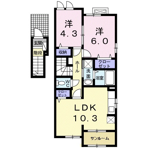 【日置市伊集院町徳重のアパートの間取り】