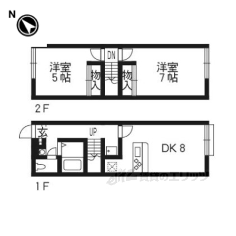 城陽市寺田のアパートの間取り