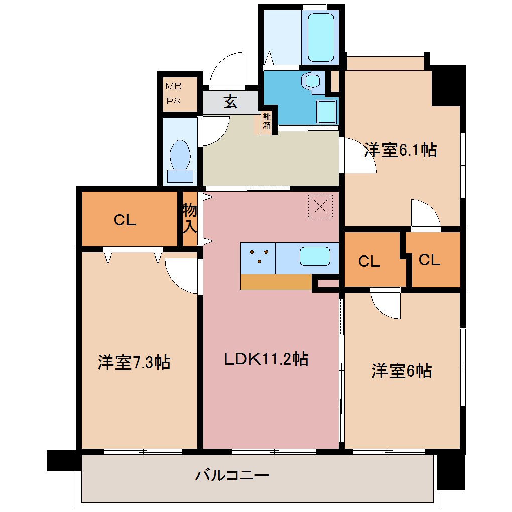 エーフィールズ新田東の間取り