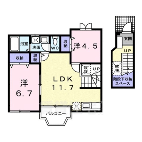 大津市一里山のアパートの間取り