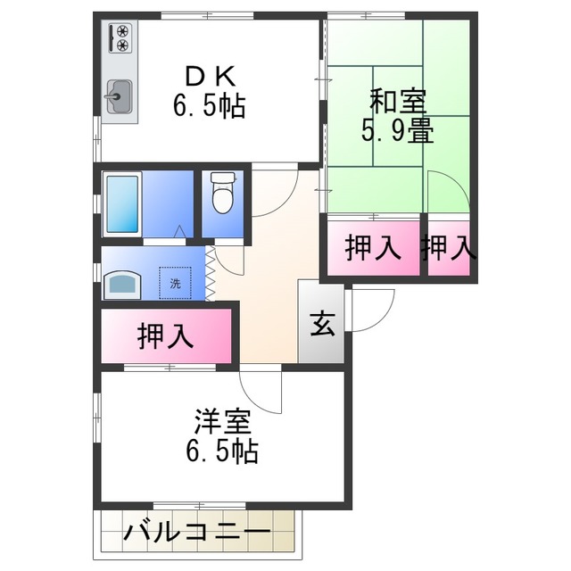 【和歌山市木ノ本のアパートの間取り】