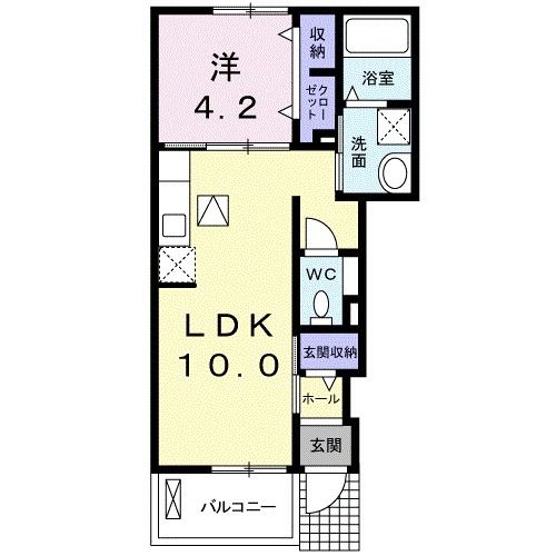 天理市西長柄町のアパートの間取り