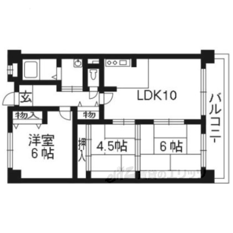 城陽市寺田のマンションの間取り