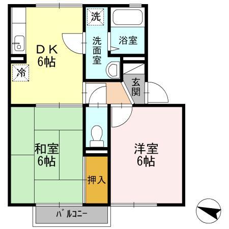 東広島市西条土与丸のアパートの間取り