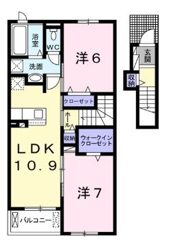 倉敷市福田町古新田のアパートの間取り