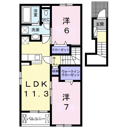 綾歌郡綾川町萱原のアパートの間取り