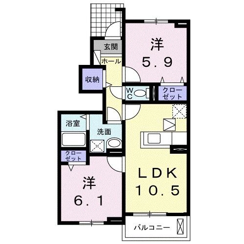 亘理郡亘理町逢隈中泉のアパートの間取り