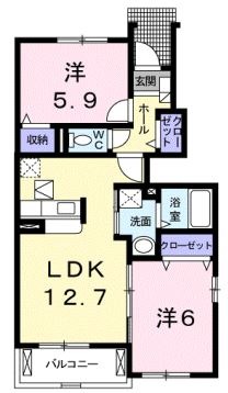 倉敷市福井のアパートの間取り