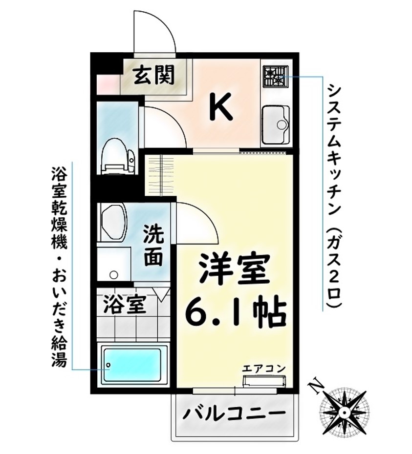 名古屋市瑞穂区浮島町のアパートの間取り