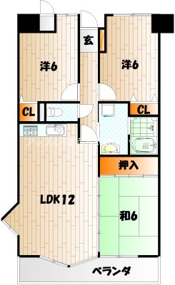 北九州市門司区梅ノ木町のマンションの間取り