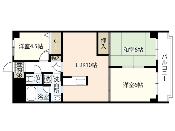 広島市安佐南区高取北のマンションの間取り