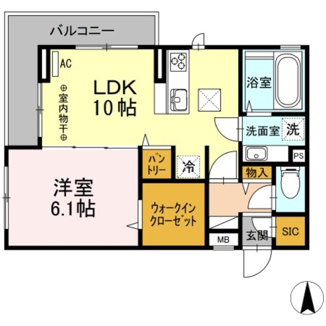 八王子市越野のアパートの間取り