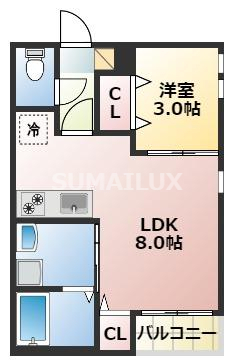 熊本市中央区坪井のアパートの間取り