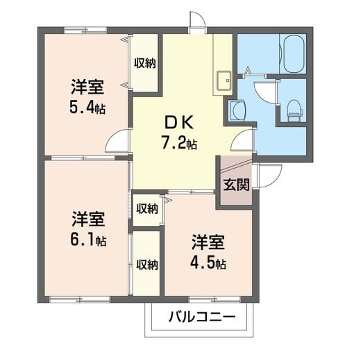 伊勢原市串橋のアパートの間取り