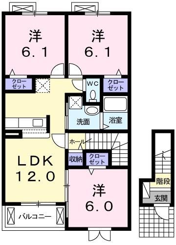 あきる野市雨間のアパートの間取り