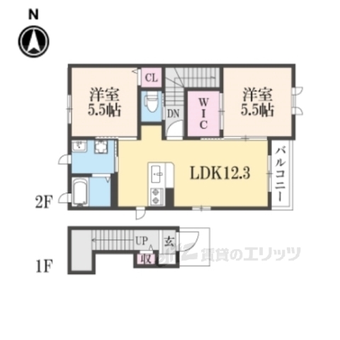 長浜市中山町のアパートの間取り