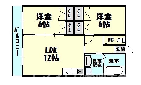 糟屋郡志免町南里のマンションの間取り