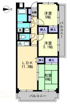 高松市円座町のマンションの間取り