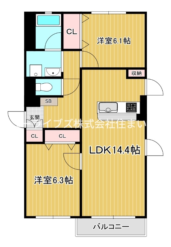 京阪本線 香里園駅 徒歩15分 3階建 築22年の間取り写真