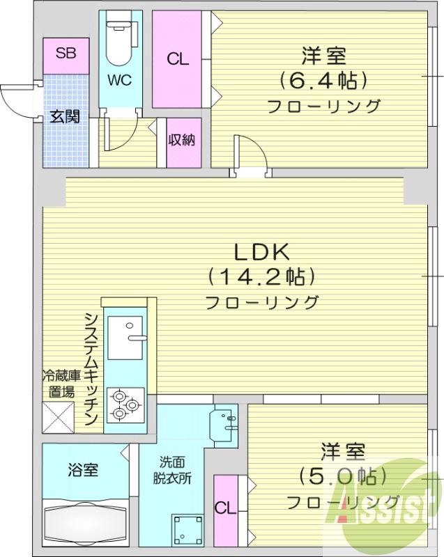 地下鉄東西線 宮の沢駅 徒歩11分 4階建 築13年の間取り写真