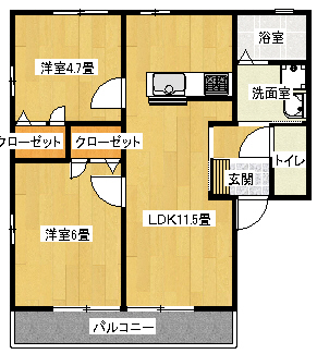 甲府市下鍛冶屋町のアパートの間取り