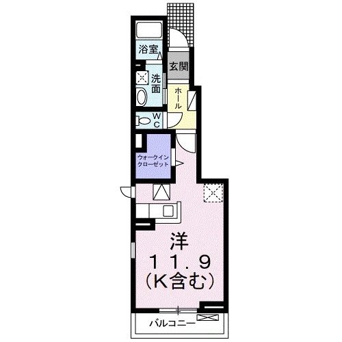 【倉敷市西阿知町のアパートの間取り】