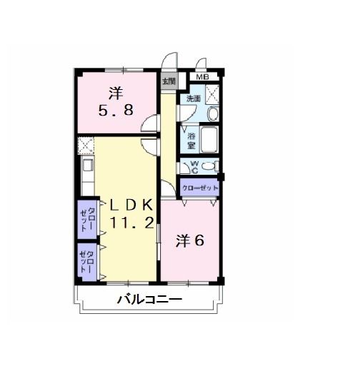 鹿嶋市大字宮中のマンションの間取り