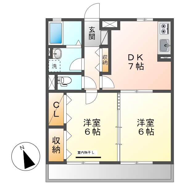 【倉敷市昭和のアパートの間取り】