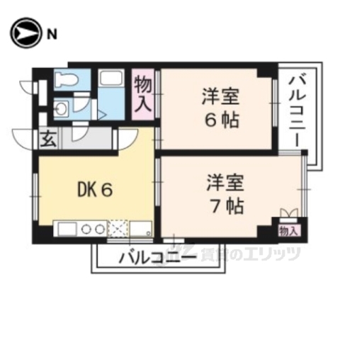 京都市左京区岩倉三笠町のマンションの間取り