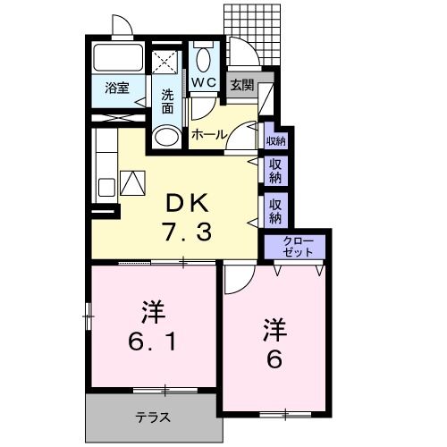 津山市川崎のアパートの間取り