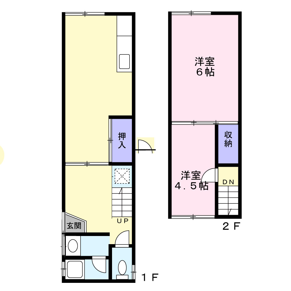 米子市旗ヶ崎のアパートの間取り