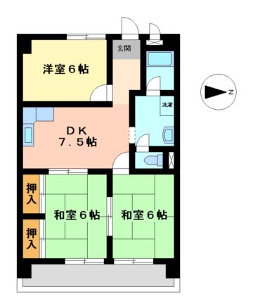 名古屋市熱田区大宝のマンションの間取り