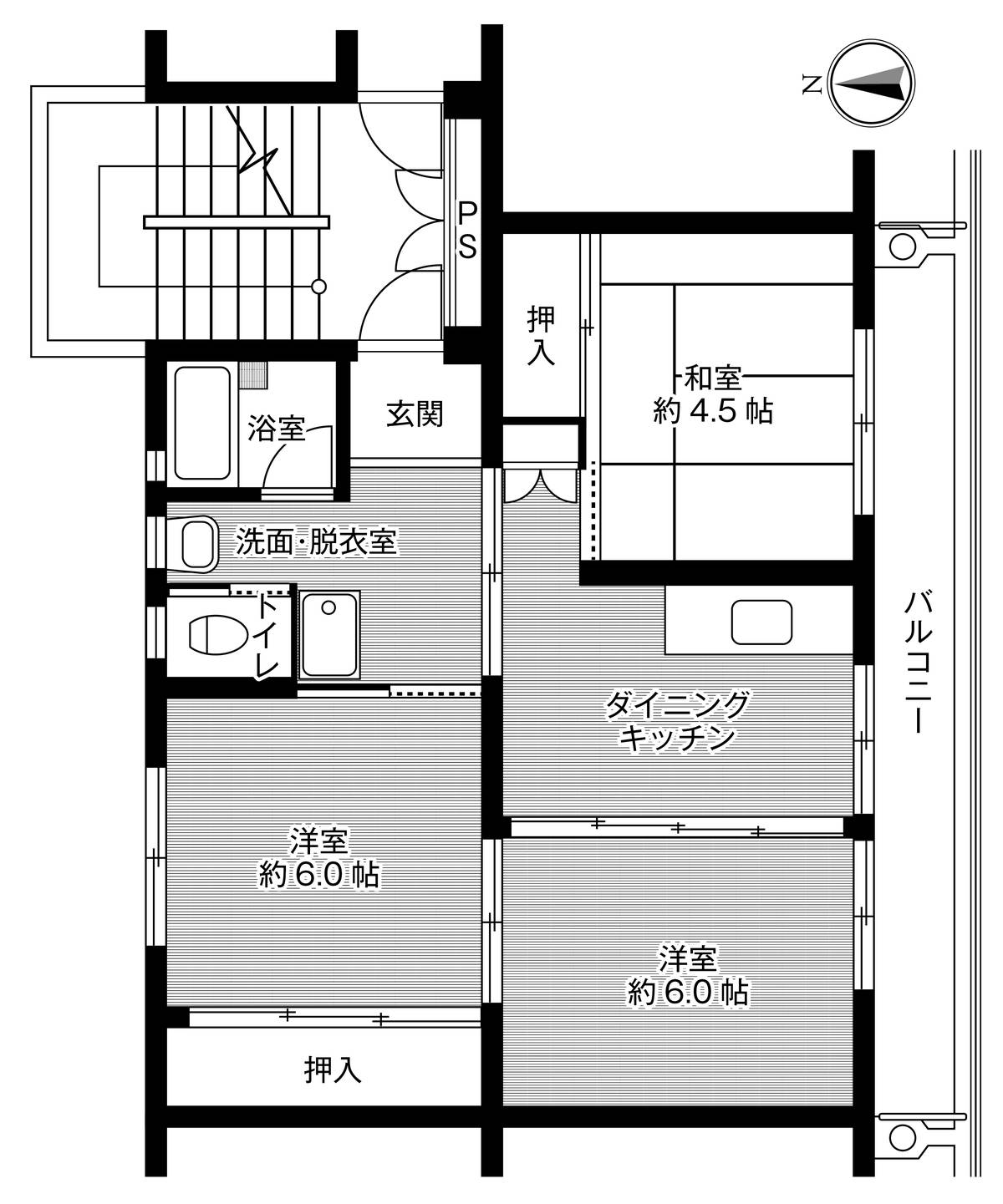 魚津市三田のマンションの間取り