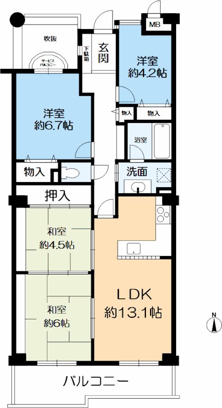 【カネボウ芦屋アーバンプラザの間取り】