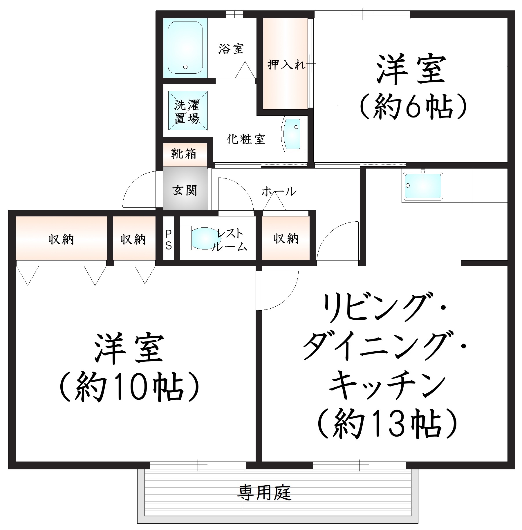 サンビレッジ新原　D棟の間取り