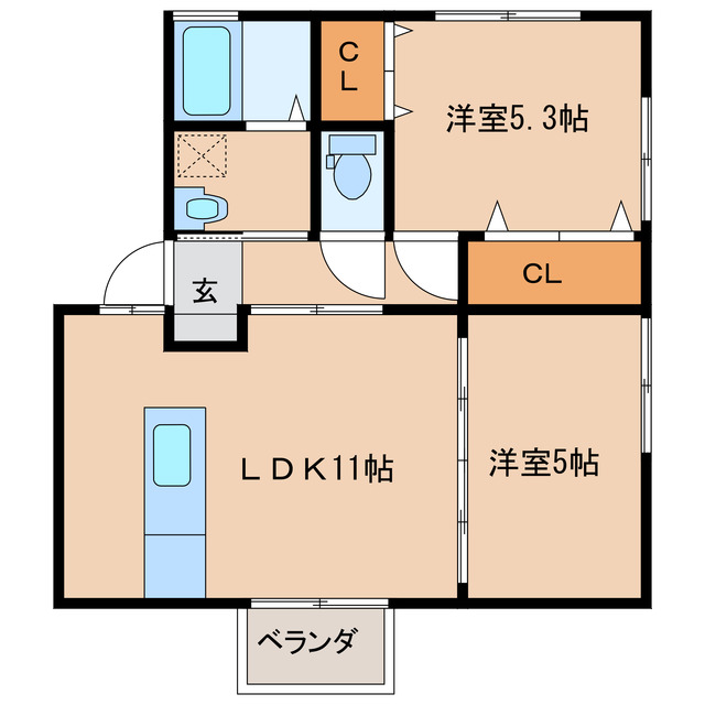 都城市姫城町のアパートの間取り