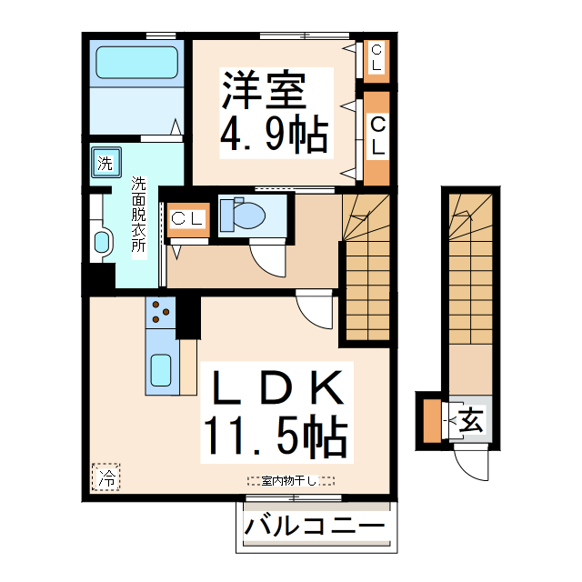 上益城郡益城町大字古閑のアパートの間取り