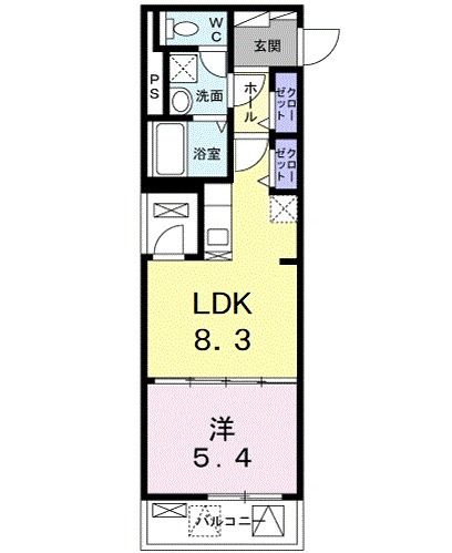 所沢市西所沢のマンションの間取り