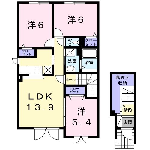 名寄市大通北のアパートの間取り