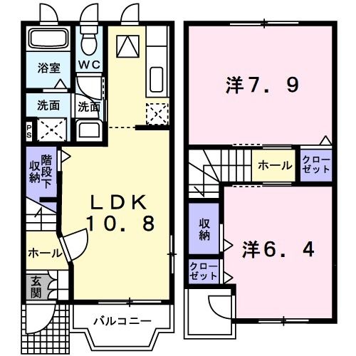 京田辺市大住平谷のアパートの間取り