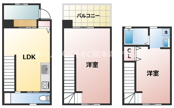 熊本市中央区本荘のアパートの間取り