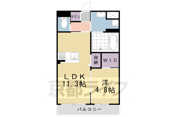 京都市南区久世大築町のマンションの間取り