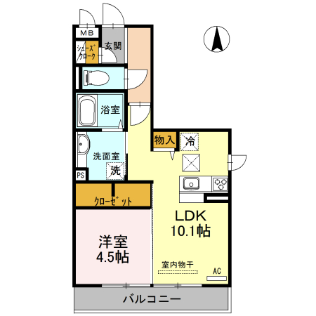 【姫路市広畑区正門通のアパートの間取り】