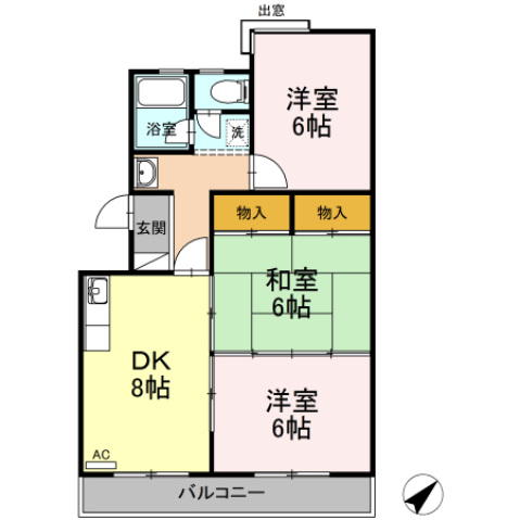 広島市佐伯区坪井のマンションの間取り