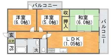 大阪市平野区平野本町のマンションの間取り